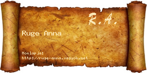 Ruge Anna névjegykártya